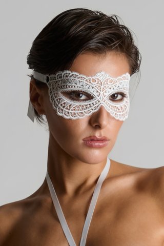 Maison Close Le Ravissant White Guipure Mask - Naughty Knickers