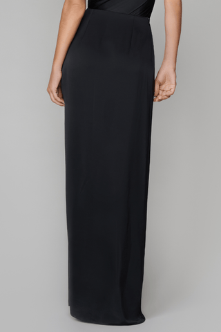 Maison Close Le Vestiaire Satin Long Wrap Skirt Black