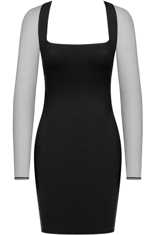 Maison Close Le Vestiaire Stretch Jersey & Mesh Mini Dress Black