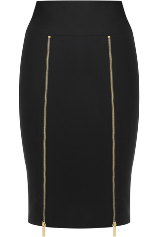 Maison Close Le Vestiaire Wool Pencil Skirt with Zips Black