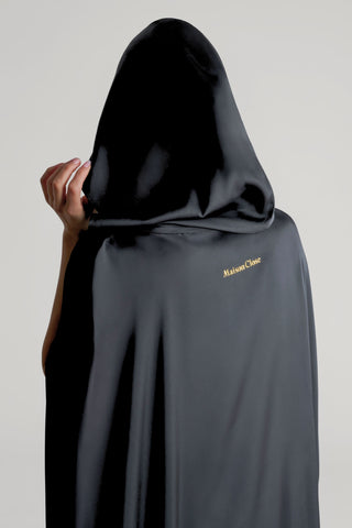 Maison Close Les Fétiches Long Satin Hooded Cape Black