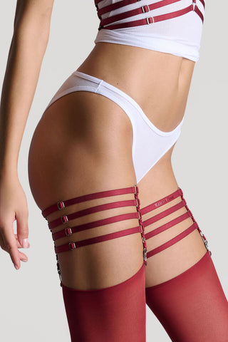 Maison Close Les Fétiches Leg Garters Burgundy & Silver