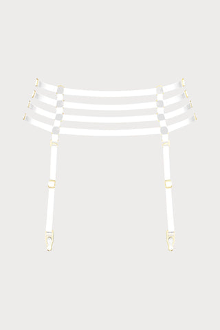 Maison Close Parure Signature White Suspender Belt - Naughty Knickers