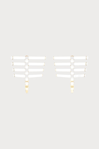 Maison Close Parure Signature White Leg Garters - Naughty Knickers