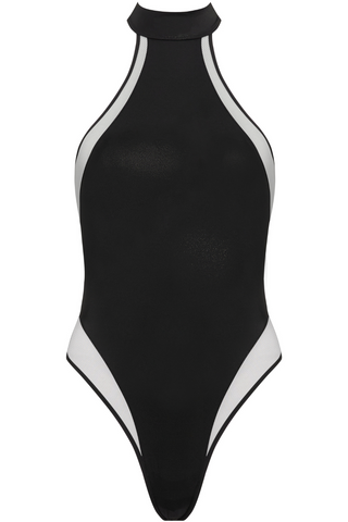 Maison Close Minuit Black High Collar Thong Swimsuit - Black One Piece