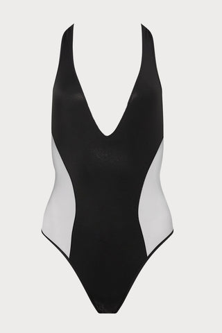 Minuit Plunging Halterneck Thong Swimsuit in Black
