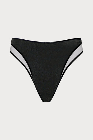 Minuit High Waist Tanga Bikini Bottom in Black