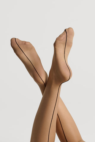 Maison Close Nude/Black Back Seamed Stockings 20 Denier