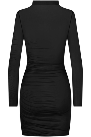 Maison Close Nuit Fauve Jersey Long Sleeve Short Dress Black
