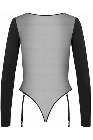 Maison Close Nuit Fauve Long Sleeve Suspender Thong Body Black