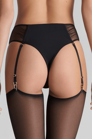 Maison Close Nuit Fauve Openable High Waist Suspender Tanga Black