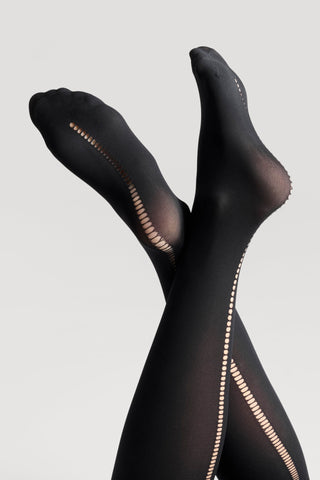 Maison Close Black Opaque Infinite Line Tights 60 Denier
