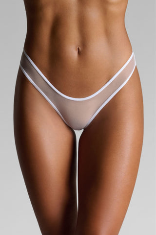 Maison Close Panorama White High Hips Thong - Naughty Knickers