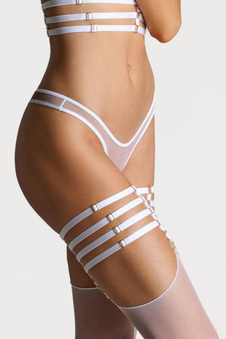 Maison Close Parure Signature White Leg Garters - Naughty Knickers