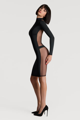 Maison Close Pure Tentation Black Sheer Back Long Sleeve Dress