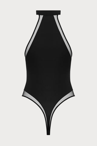 Pure Tentation Halterneck Thong Body in Black