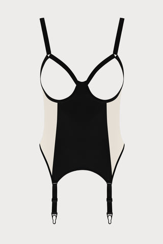 Pure Tentation Cupless Bodice in Black & Nude