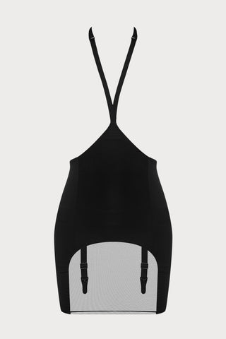 Pure Tentation Short Open Back Harness Skirt in Black