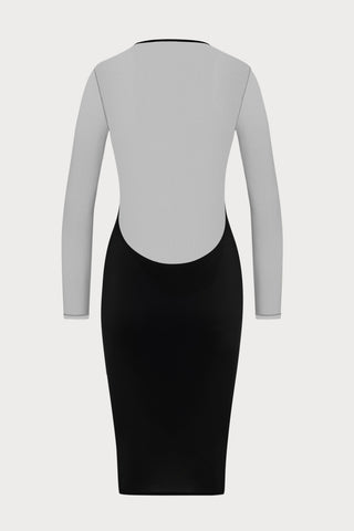 Pure Tentation Long Sleeve Midi Dress in Black