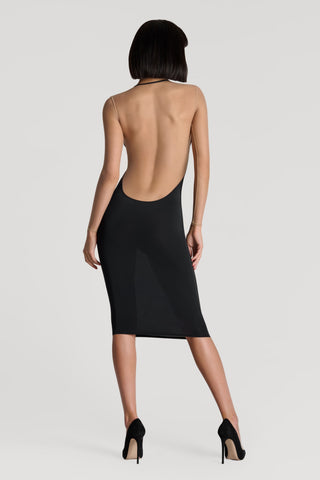 Maison Close Pure Tentation Black & Nude Midi Dress Long Sleeves