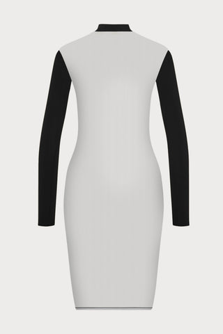 Pure Tentation Sheer Back Long Sleeve Dress in Black