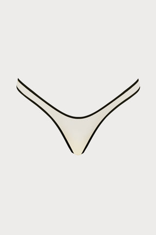 Pure Tentation Sheer High Leg Thong in Black & Nude