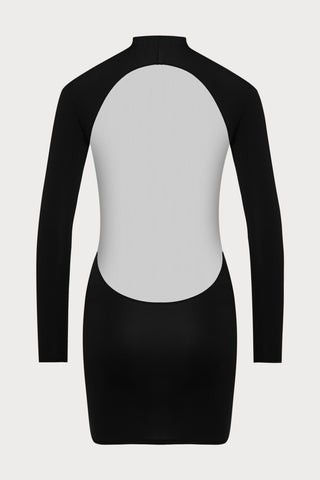 Pure Tentation Short Long Sleeve Dress in Black