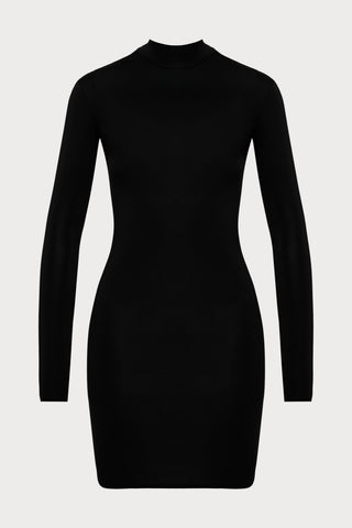 Pure Tentation Short Long Sleeve Dress in Black