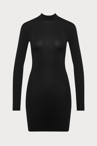 Pure Tentation Short Long Sleeve Dress in Black & Nude
