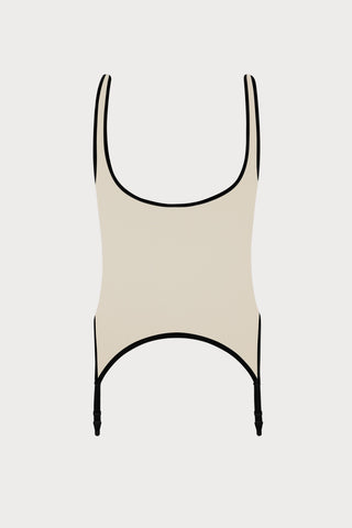 Pure Tentation Suspender Tank Top in Black & Nude