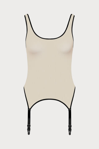 Pure Tentation Suspender Tank Top in Black & Nude