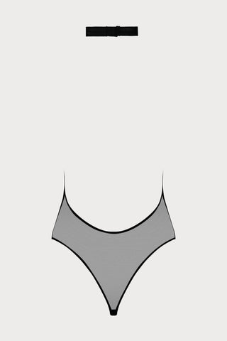 Pure Tentation V Neck Thong Body in Black