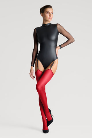 Maison Close Red Purple Cut & Curled Stockings 40 Denier