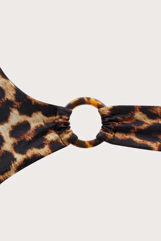 Safari Scarf-Tie Plunge Swimsuit