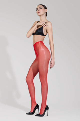 Maison Close Satin Tights Red 10 Denier