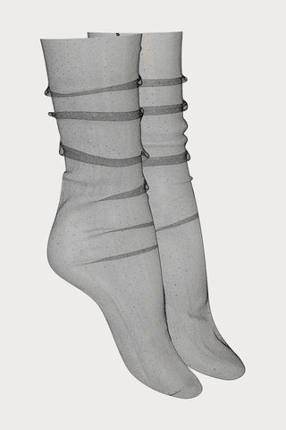 Sheer Polka Dot Fishnet Socks
