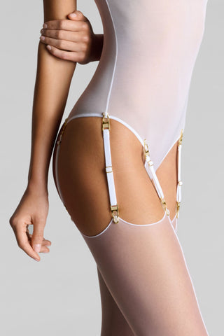 Maison Close Set of 6 Suspender Straps in White/Gold - Naughty Knickers