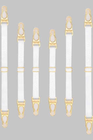 Maison Close Set of 6 Suspender Straps in White/Gold - Naughty Knickers
