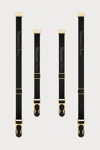 Maison Close Signature Suspender Straps Black/Gold - Naughty Knickers