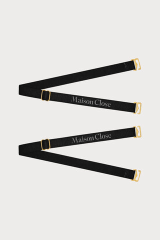 Maison Close Signature Thong Straps Black/Gold - Naughty Knickers