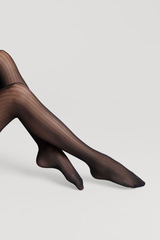 Maison Close Striped Illusion Tights Black 30 Denier