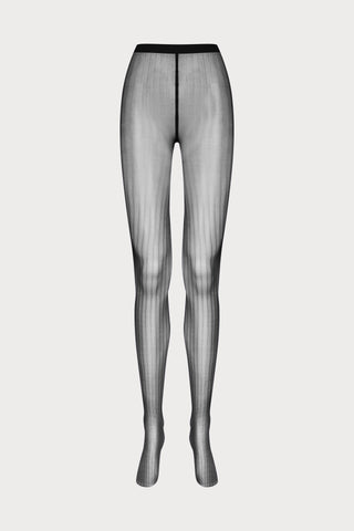 Maison Close Striped Illusion Tights Black 30 Denier