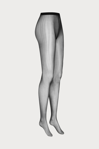 Maison Close Striped Illusion Tights Black 30 Denier