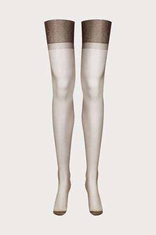 Maison Close Taupe Nylon Stockings with Neon Pink Back Seam 
