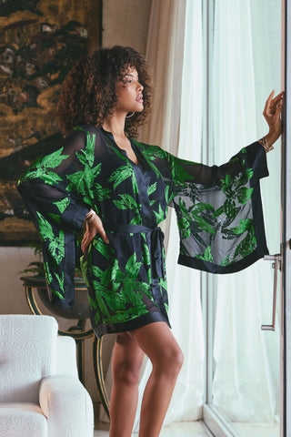 Marjolaine Ambre Short Robe Mint Print