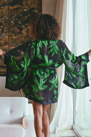 Marjolaine Ambre Short Robe Mint Print