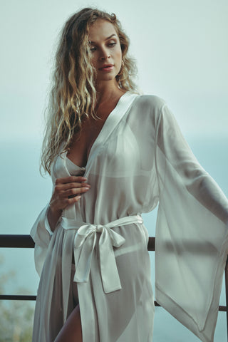 Marjolaine Calista Natural Chiffon Long Kimono 