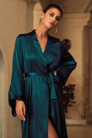 Marjolaine Sophia Long Kimono Peacock