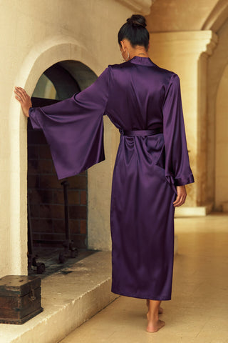 Marjolaine Sophia Long Silk Kimono Plum