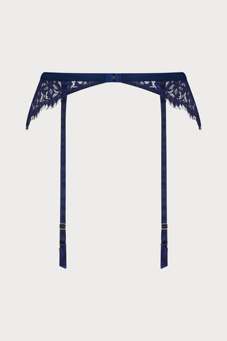 Muse by Coco de Mer Beatrice Suspender Belt Navy